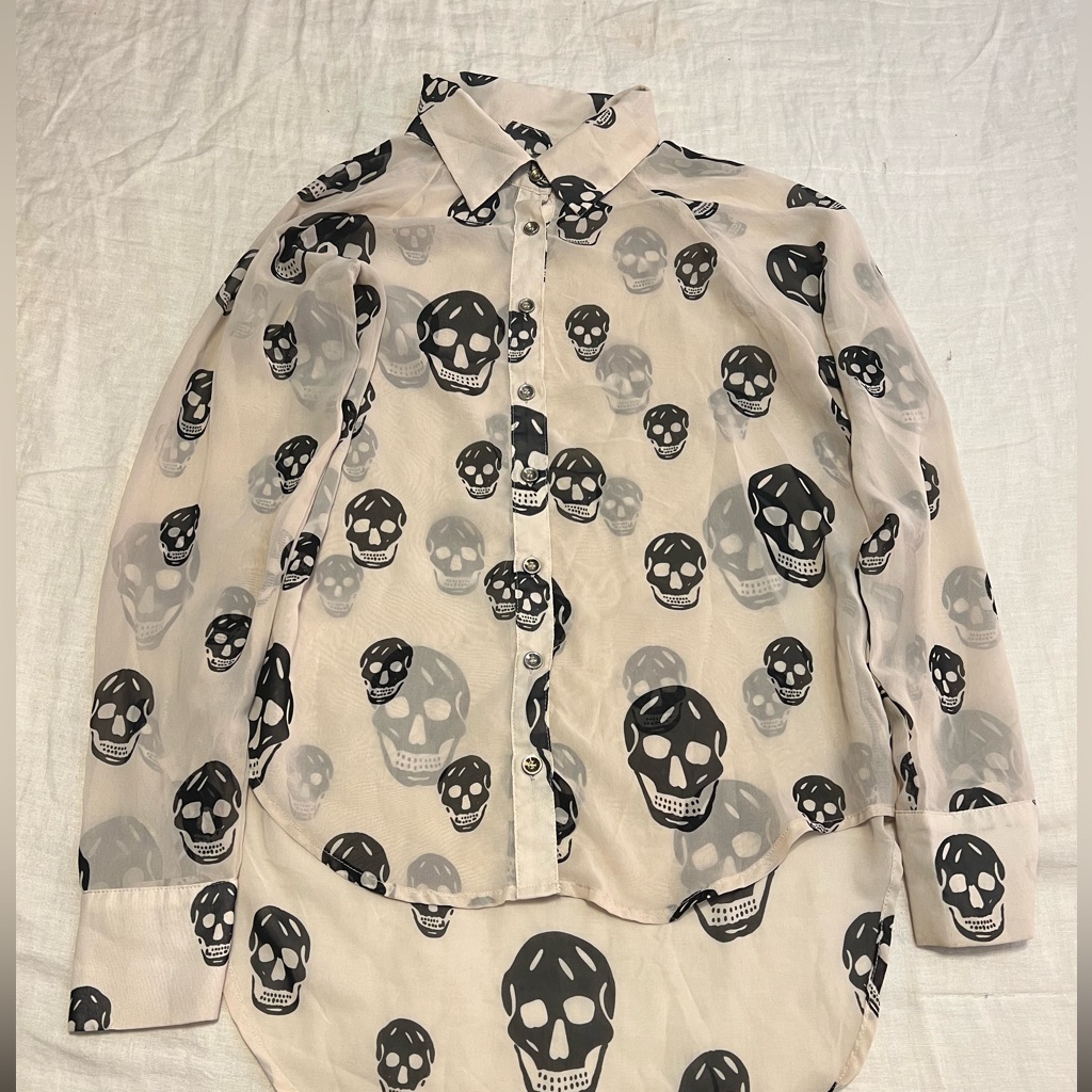 Skull Button-Down Blouse